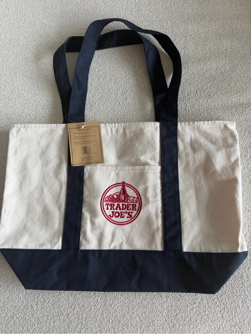 🛍️ VIRAL TRADER JOE’S L CANVAS TOTE BAG | CLASSIC NAVY BLUE | 26’ EDITION | NWT